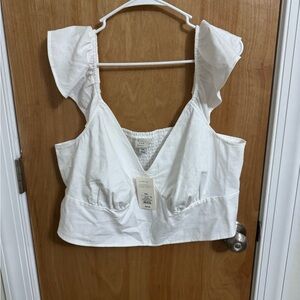 A New Day White Ruffle Crop Top